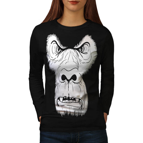Angry Monkey Face Womens Long Sleeve T-Shirt