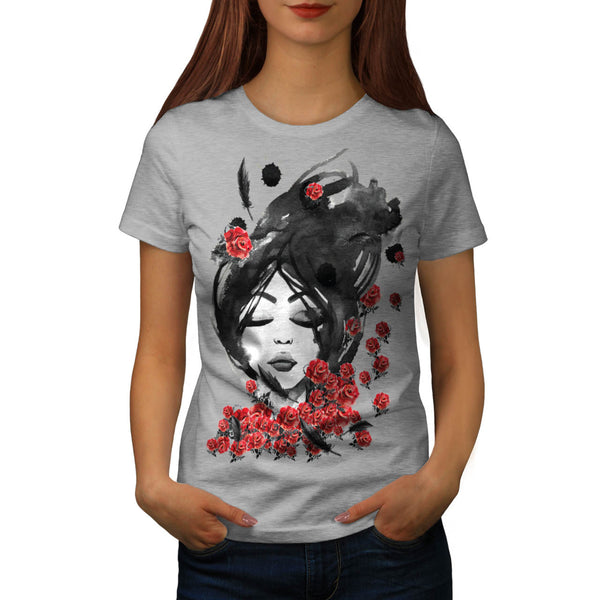 Rose Lady Face Womens T-Shirt