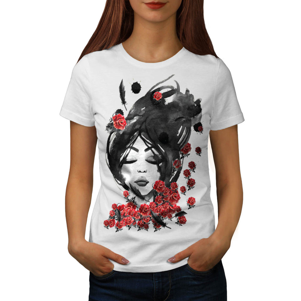 Rose Lady Face Womens T-Shirt