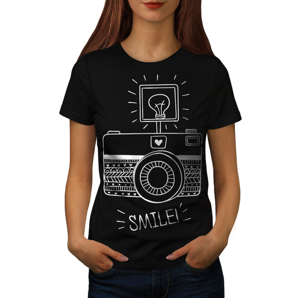 Smile Camera Flash Womens T-Shirt