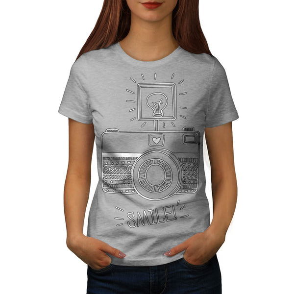 Smile Camera Flash Womens T-Shirt