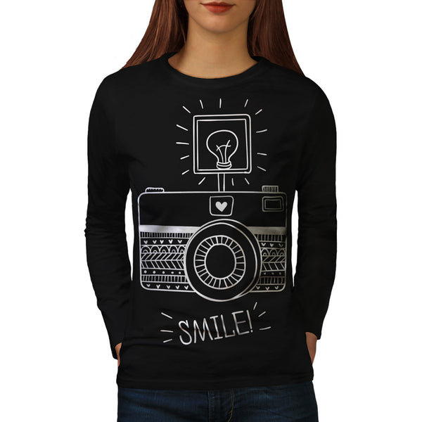 Smile Camera Flash Womens Long Sleeve T-Shirt