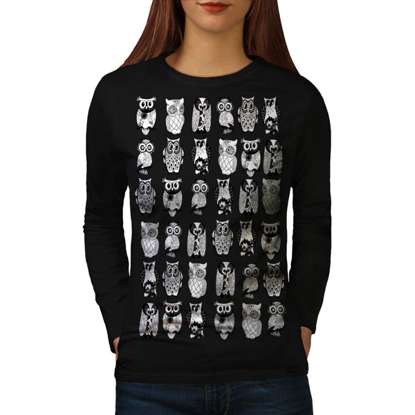 Multiple Owl Funny Womens Long Sleeve T-Shirt