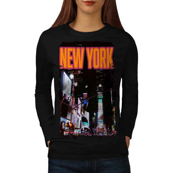 New York Night Life Womens Long Sleeve T-Shirt