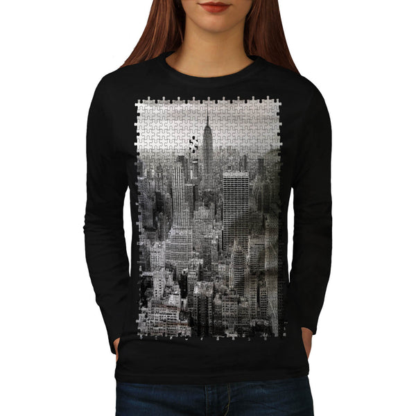 City Puzzle Style Womens Long Sleeve T-Shirt