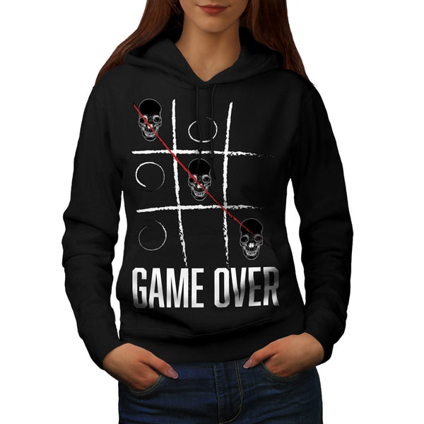 Tic Tac Toe Skull Womens Hoodie