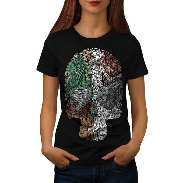Artsy Skull Head Womens T-Shirt