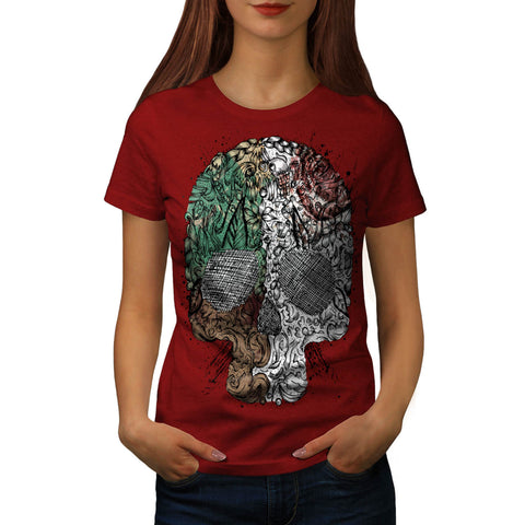 Artsy Skull Head Womens T-Shirt