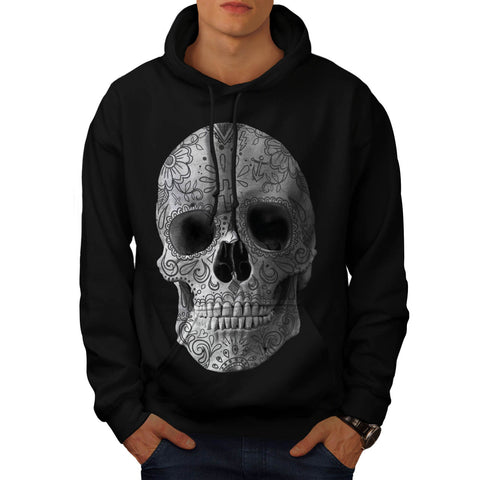 Skull Head Flower Art Mens Hoodie