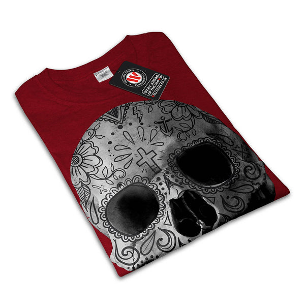 Skull Head Flower Art Mens T-Shirt