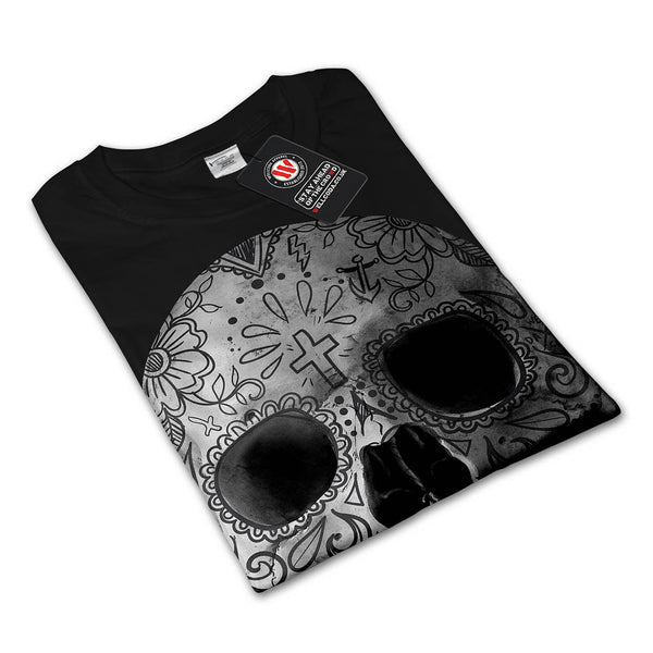 Skull Head Flower Art Mens Long Sleeve T-Shirt