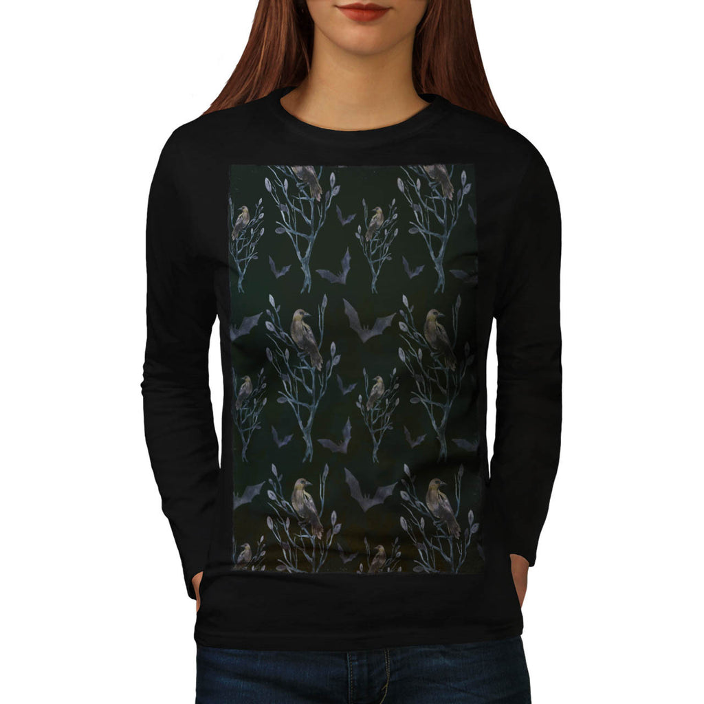 Crow Bird Design Womens Long Sleeve T-Shirt