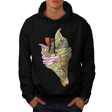 Kitten Ice Cream Mens Hoodie