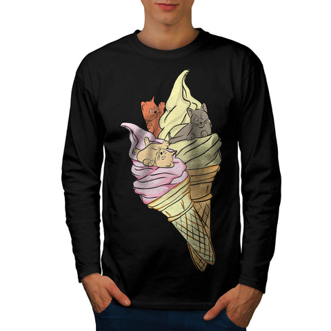 Kitten Ice Cream Mens Long Sleeve T-Shirt