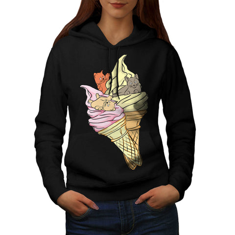 Kitten Ice Cream Womens Hoodie