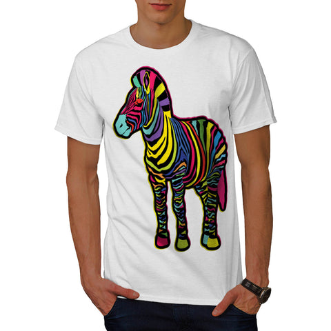 Zebra Color Funny Mens T-Shirt