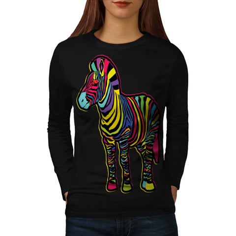 Zebra Color Funny Womens Long Sleeve T-Shirt