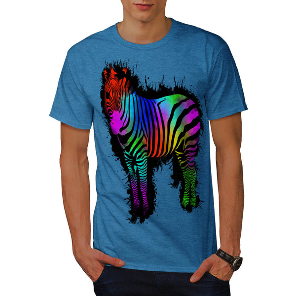 Wild Rainbow Zebra Mens T-Shirt