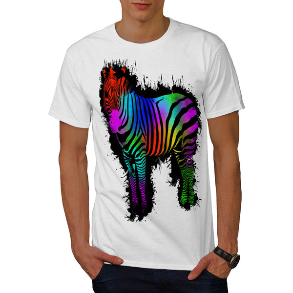 Wild Rainbow Zebra Mens T-Shirt