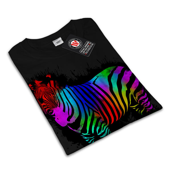 Wild Rainbow Zebra Womens T-Shirt