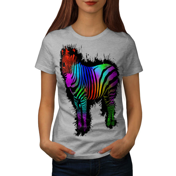 Wild Rainbow Zebra Womens T-Shirt