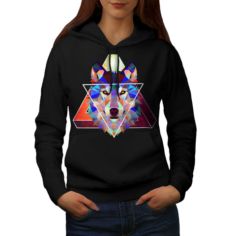 Wolf Head Triangle Womens Hoodie