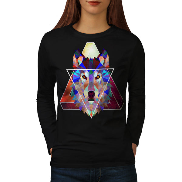 Wolf Head Triangle Womens Long Sleeve T-Shirt