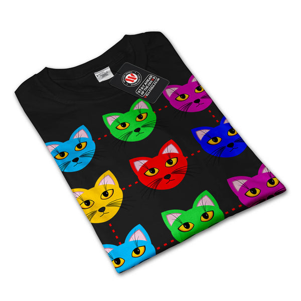 Multiple Cat Face Mens Long Sleeve T-Shirt