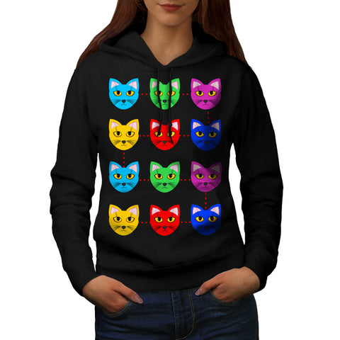 Multiple Cat Face Womens Hoodie