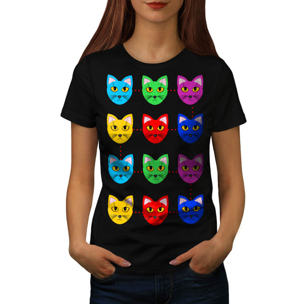 Multiple Cat Face Womens T-Shirt