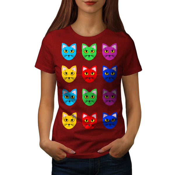 Multiple Cat Face Womens T-Shirt