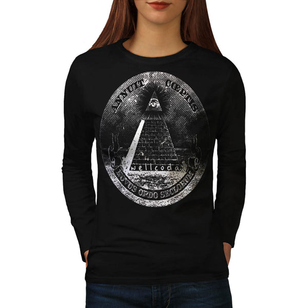 Illuminati Pyramid Womens Long Sleeve T-Shirt