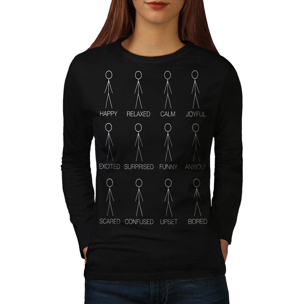 Stickman Emotion Fun Womens Long Sleeve T-Shirt