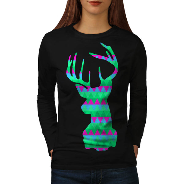 Deer Head Texture Womens Long Sleeve T-Shirt