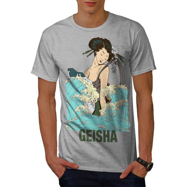 Geisha Lady Tide Art Mens T-Shirt