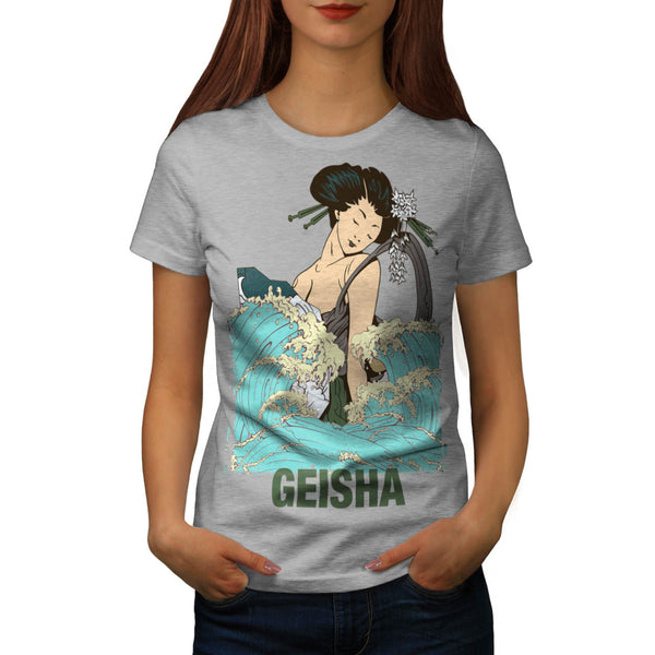 Geisha Lady Tide Art Womens T-Shirt
