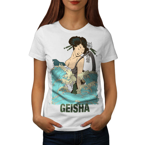 Geisha Lady Tide Art Womens T-Shirt