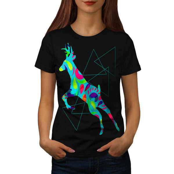 Colourful Deer Run Womens T-Shirt