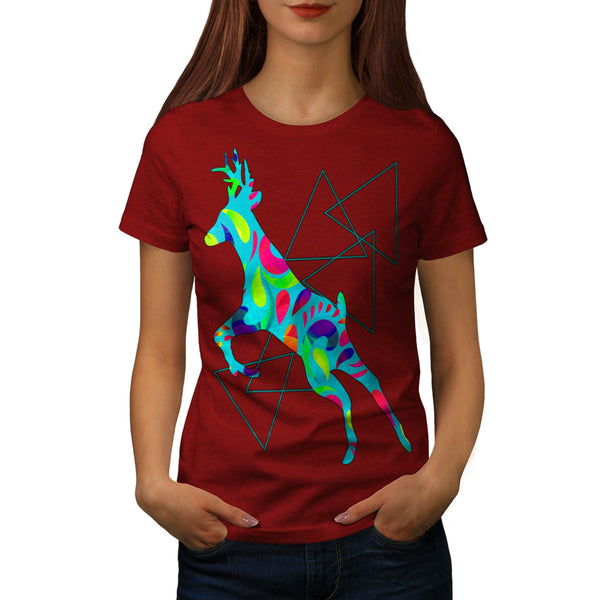 Colourful Deer Run Womens T-Shirt