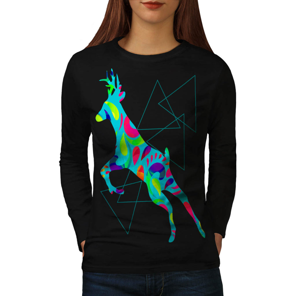 Colourful Deer Run Womens Long Sleeve T-Shirt