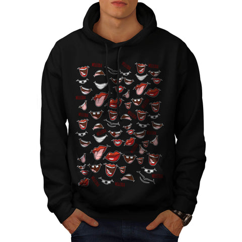 Cheeky Smiling Mouth Mens Hoodie