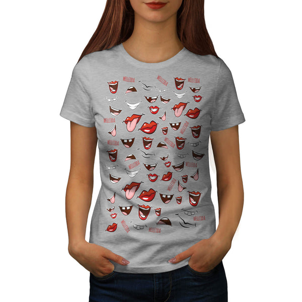 Cheeky Smiling Mouth Womens T-Shirt