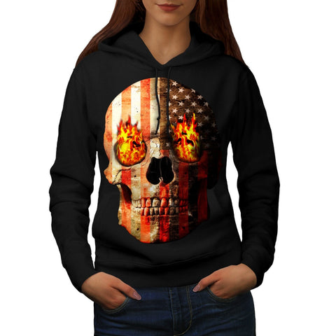 American Skull Burn Womens Hoodie