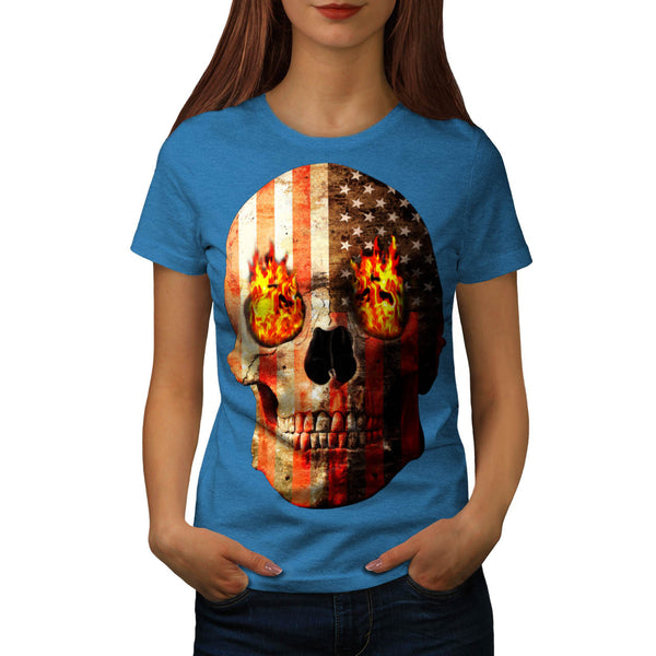 American Skull Burn Womens T-Shirt