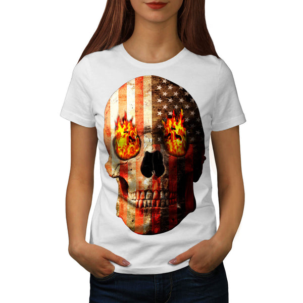 American Skull Burn Womens T-Shirt