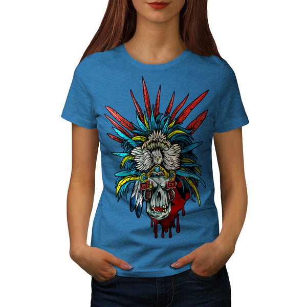 Skull Indian Warrior Womens T-Shirt