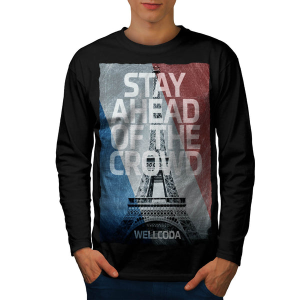 Eiffel Tower Print Mens Long Sleeve T-Shirt