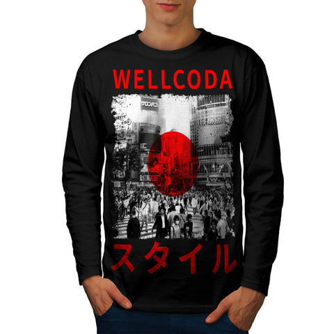 Japan Style Flag Mens Long Sleeve T-Shirt