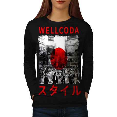 Japan Style Flag Womens Long Sleeve T-Shirt