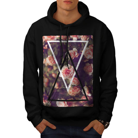 Romantic Rose Triangle Mens Hoodie